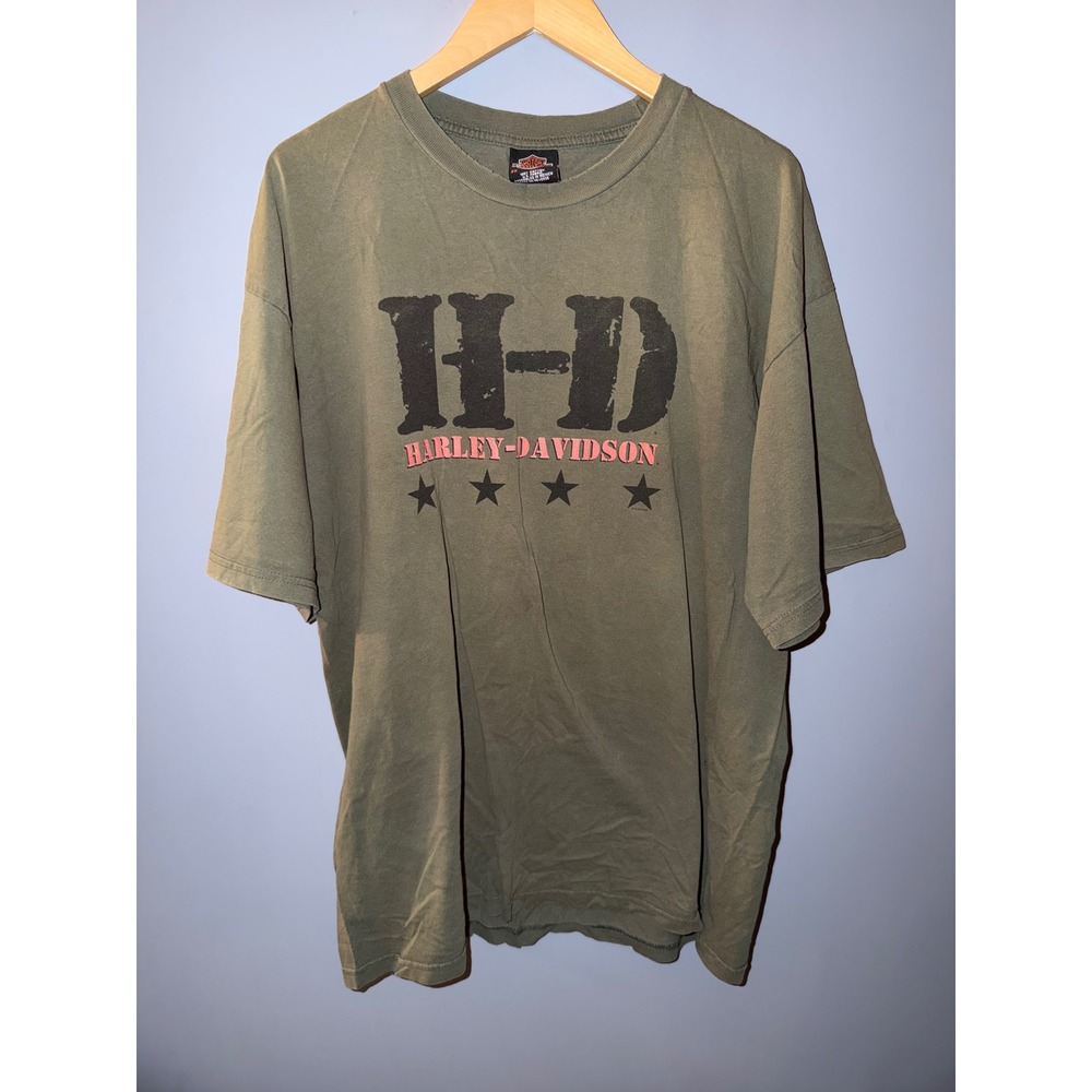 Harley Davidson Mens 2X Olive‎ Green Short Sleeve Graphic Tee Shirt Baltimore
